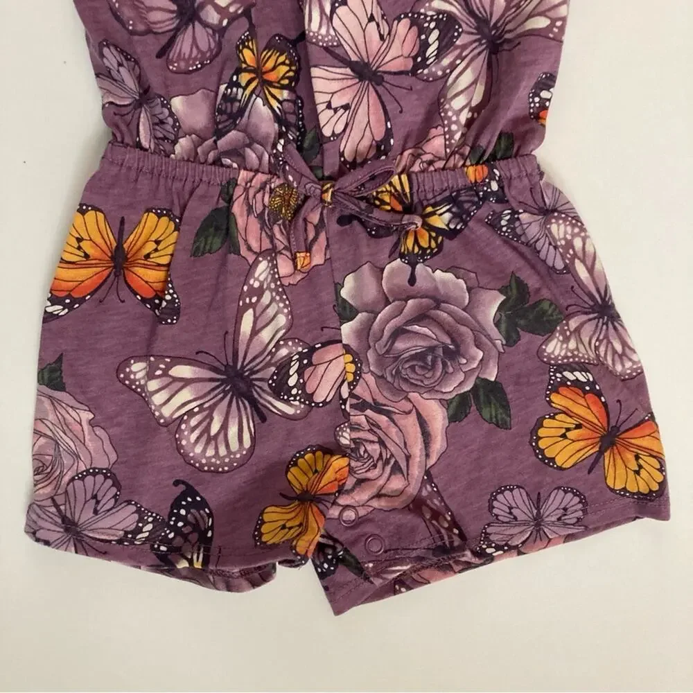 The Children’s Place Toddler Purple Butterflies Dragonflies Roses Romper 2T